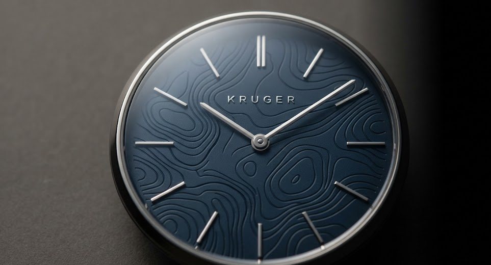 Deep blue dial carrying a topographic field